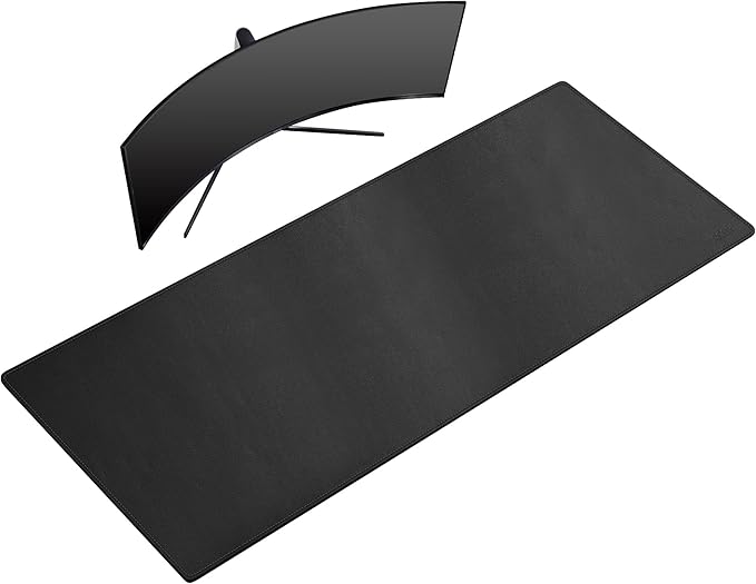 Cacoy 59"x27.5" Leather Desk Mat for Home Office, Large PU Leather Desk Pad Blotter, Waterproof Keyboard Mat, Extended Writing Mouse Pad, Desk Protector and Accessories for Laptop and Computer, Black