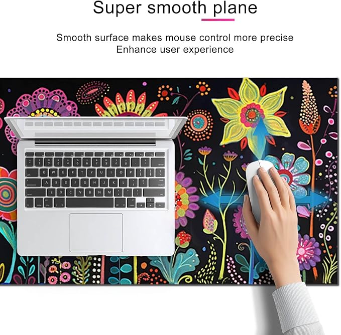 HOMETITUTE Large Mouse Pad 31.5 x 11.8 Inch Colorful Floral Desk Mat Oversized Extended Mousepad Waterproof Non Slip Rubber Base Desk Pad Keyboard Mat Computer Accessories for Office Home