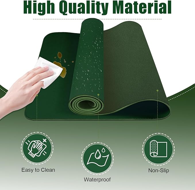 Desk Pad Protector, Leather & Suede Desk Mat, Non-Slip Desk Pad Mat, Large Mouse Pad, Waterproof Desk Blotter Mat, Desk Cover for Office, Home (Blackish Green, 23.6" x 13.7")