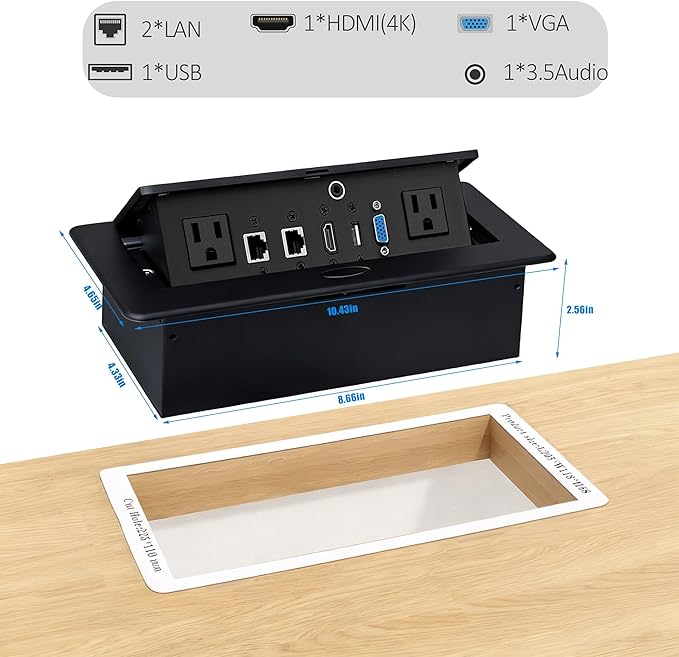Table Pop up Power Date Center Connection Box with Outlet Network HDMI for Conference Desk