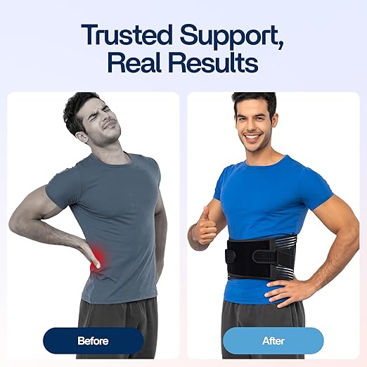 Back Brace for Lower Back Pain Relief | Sciatica Lumbar Support Belt for Men & Women, Adjustable Back Support Brace for Work & Daily Use, All-Day Comfort & Heavy-Duty Compression (Medium (33-37.9"))