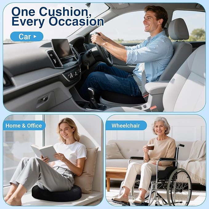 CushZone Donut Pillow Seat Cushion for Postpartum Pregnancy, Large Ergonomic Chair Seat Cushions, Office Chair Cushion, Breathable Hemorrhoid Pillow, Lifting Chair Pads for After Surgery(Black)