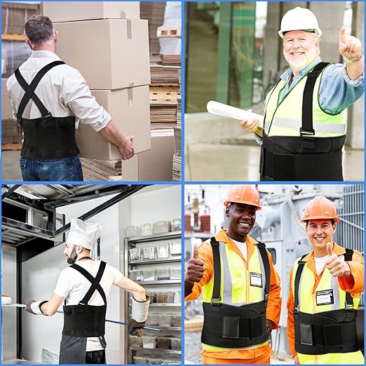 Back Brace for Lower Back Pain Relief - Back Support Belt for Women and Men,Adjustable Removable Suspender Straps,Lower Back Belt for Heavy Lifting work,Moving and Warehouse Jobs 5XL(53"-65")