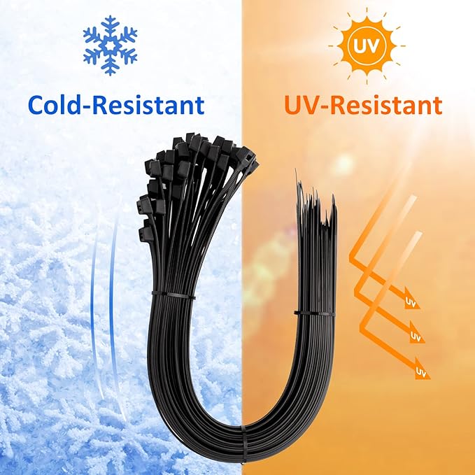 Zip Ties Heavy Duty 12 inch (500 Pack), Heavy Duty Cable Ties with 220 lb Tensile Strength for Outdoor Use, Black Wire Ties by ANOSON