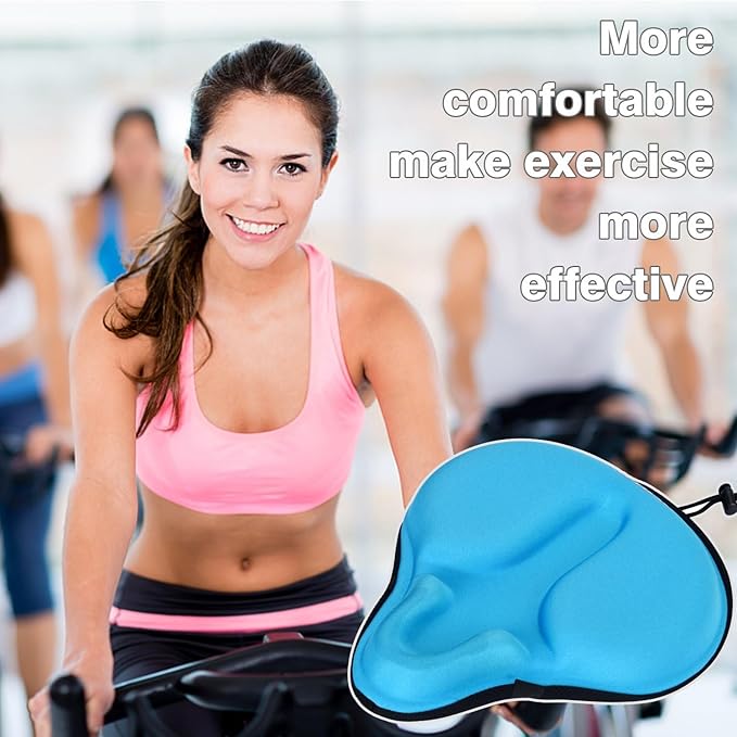 DAWAY Comfortable Bike Seat Cover - Silicone Gel & Memory Foam Padded Bike Seat Cushion for Men Women - Soft Bicycle Saddle Cover for Peloton, Stationary Exercise, Mountain Road Bikes - XL/Large/Small