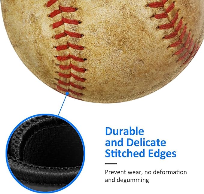 Baseball Round Mouse Pad Premium Textured Mouse Mat Washable Mousepads with Extended Stitched Edges Non Slip Rubber Base Small Mousepad 7.9 * 7.9 * 0.12 Inches
