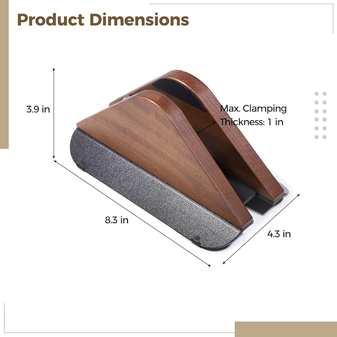 Adjustable Laptop Stand, Wooden Vertical Desktop Holder, Black Walnut, Tablets & E-Book Compatible, Anti-Scratch & Non-Slip, Max 1 in