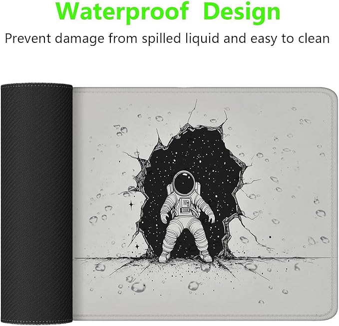Astronaut Desk Mat Fantasy Funny Space Wall Extended Gaming Mouse Pad Mat with Stitched Edge Non-Slip Base Big Mouse Pad 31.5"x11.8" Office Computer Keyboard Laptop Home
