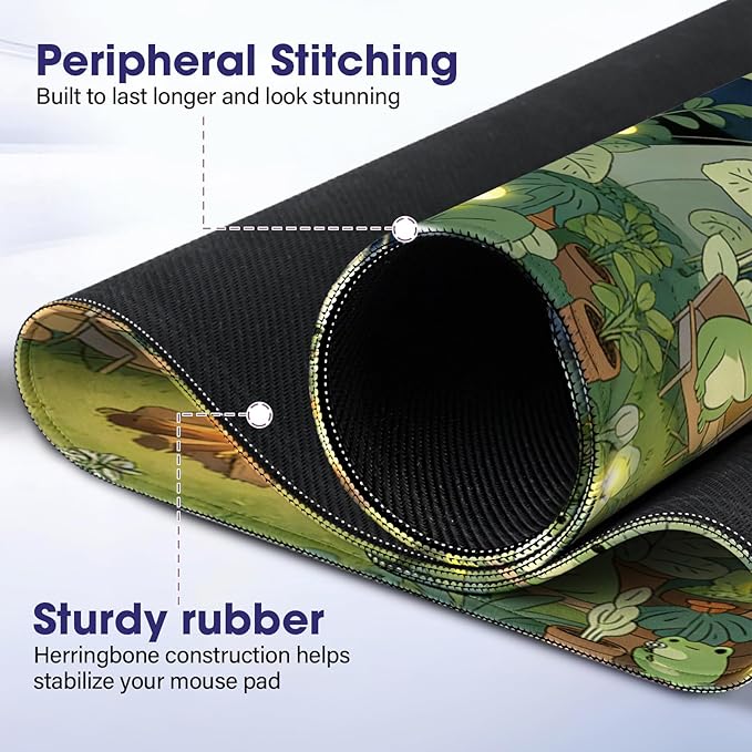 Large Extended Mouse Pad with Stitched Edges (35.4”x15.6”) - Waterproof Desk Mat, Non-Slip Rubber Base for All-Desk Coverage, Perfect for Gaming, Office, and Home