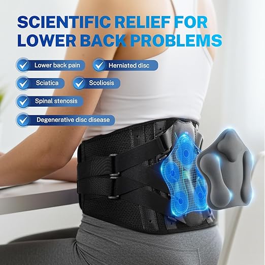 Back Brace for Women Men, Reinforced 3D Lumbar Support Pad, 4 Carbon Fiber Splints, Ultra-thin Air Mesh, Wear for Under Clothes, for Lower Back Pain Relief, Sciatica, Posture, Lifting, Size XL
