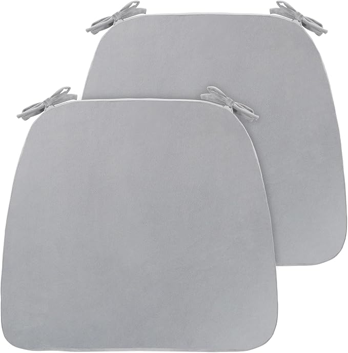 Chair Cushions Set of 2, D-Shaped Seat Cushion for Chair, Non Slip Chair Pads with Ties, 17" x 16" x 2", 40D Foam, Removable Washable Cover, Seat Cushions for Kitchen Chairs, Velure Grey