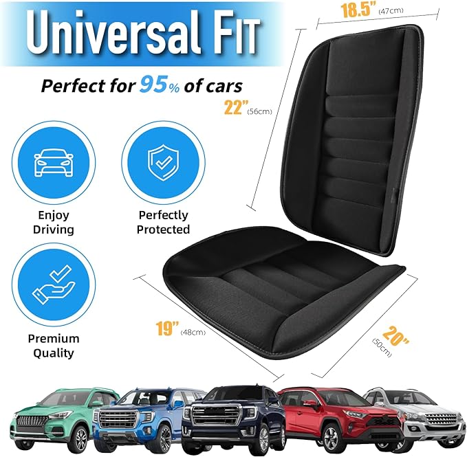 Lofty Aim Car Seat Cushion with Back Support Pillow, Comfy Lumbar Support & Seat Cushion, Memory Foam Driving Pillow for Back-Sciatica Pain Relief, Auto Pad Suitable for Car, Truck, SUV - Black
