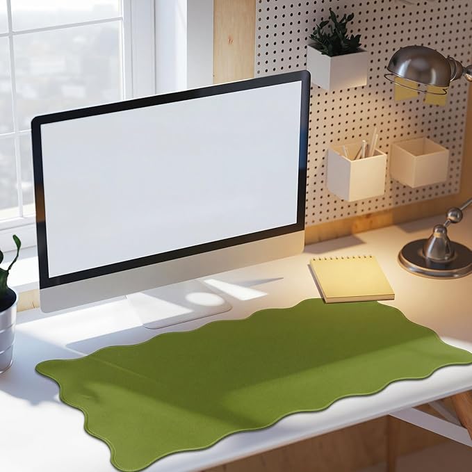 Hahafelt Scalloped Desk Mat Large Desk Pad Cute Coquette Table Mat Aesthetic Preppy Table Make up Pad Nonslip 2026 Graduation Gift with Stitching Waterproof Gaming(Dark Green,31.5 x 15.8 Inches)