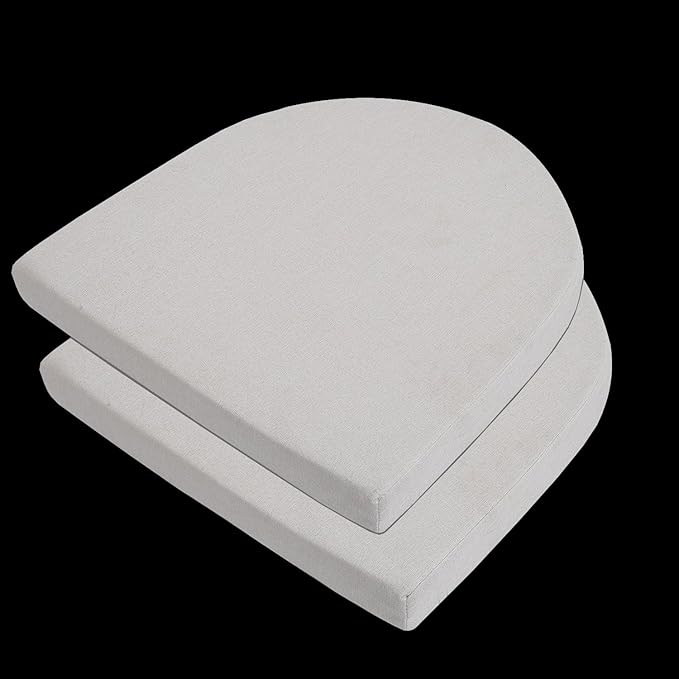 18x18 Inch Chair Pads for Dining Chairs Set of 2 with Ties Non Slip Washable Seat Cushion with Zipper Indoor Round Back Chair Cushions for Kitchen, Beige