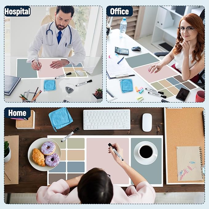 Dry Erase Desk Mat, Large Mouse Pad, Erasable Writing White Board for Making Plans, Self Adhesive Desktop Protector with 2 Wet Erase Markers & 1 Eraser for Home Office School 36"x16" (Boho)