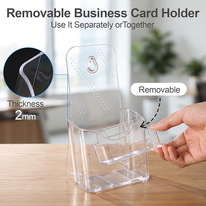 Daofary 2 Pack Acrylic Brochure Holder 4 x 9, Single Tier Brochure Stand for Pamphlets, Flyers, Magazines, Clear Acrylic Display Rack for Desk, Countertop, Wall Mount