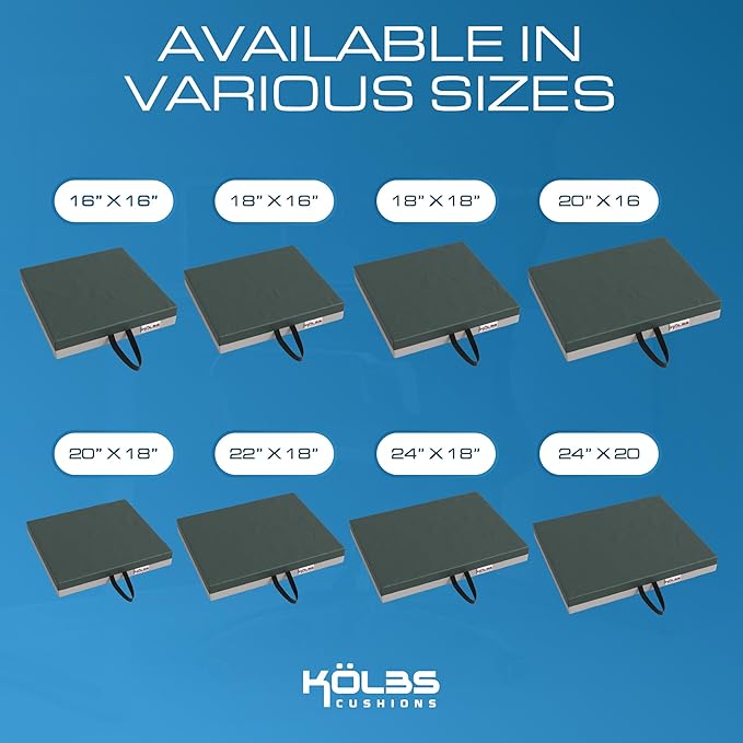 Kölbs Gel Extreme Wheelchair Cushions Seat Cushion, Coccyx, Sciatica & Tailbone Pain Relief Seating Pad Ideal for Office, Kitchen Wheelchairs and Auto, 22 x 18, 3 Inch Thick
