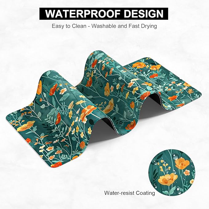 Desk Pad, 32" x 16" XXXL Extended Large Gaming Mouse Pad, Desktop Decor Desk Mat, Men Women Office Supplies and Accessories, Cute Anime Mouse Mat for Laptop & Keyboard, Colorful Flowers