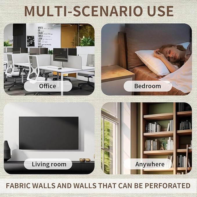 Fabric Wall Cubicle Shelf with Hooks for Work Decor, 11.8''x6'' Wooden Cubicle Organizer Storage Shelf with Hangers Cubicle Accessories for Office & Women Men Desk（1 Pack ）