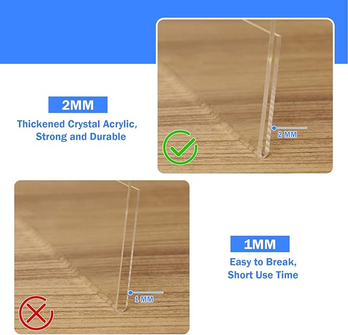 Acrylic Sign Holder 8.5 x 11 Horizontal 6 Pack Slant Back Acrylic Stands for Display Plexiglass Clear Acrylic Display Stands for Ad Frame, Picture Photo Frames, Promotions, Restaurants, Office