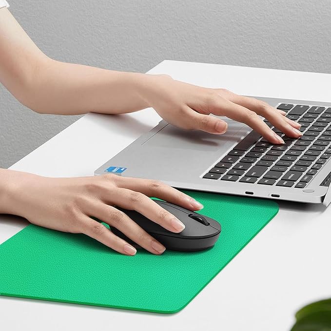 Leather Desk pad Protector, Office Mat, Large Mouse Mat, Non-Slip PU Leather Blotter, Laptop Desk Pad,Waterproof Laptop Computer Desk Keyboard Mat for Office/Work/Home/Decor (Green, 11in*8in)