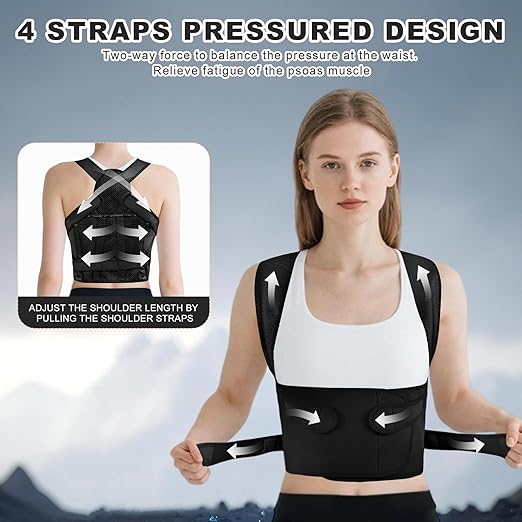 Back Brace Posture Corrector for Women and Men, Adjustable Shoulder Straightener Full Lumbar Support Belt, Upper and Lower Back Pain Relief, Scoliosis Hunchback Hump Thoracic Spine Corrector (Black L)