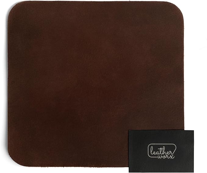 Ergonomic Mouse Pad, Executive Work Desk & Office Essentials, Tracking Accuracy, Mouse Control, Thick Full Grain Leather, Handmade, Bourbon Brown
