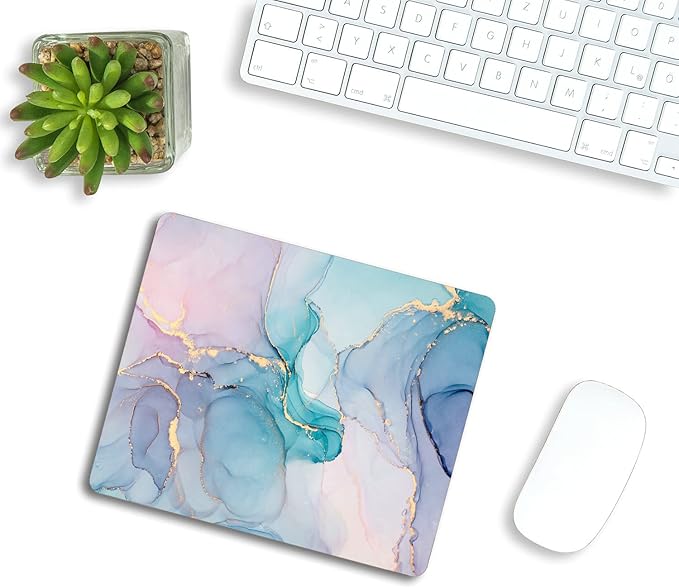 Mouse Pad, Blue Marble Mouse Pad, Mouse Mat Square Mouse Pad Non Slip Rubber Base MousePads for Office Laptop Pretty Marble, 9.5"x7.9"x0.12" Inch