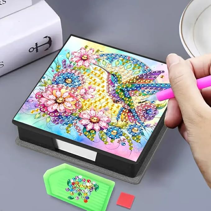 Generic Bird Painting Memo Pad Holder with 160 Sheets of Paper for DIY Art Craft