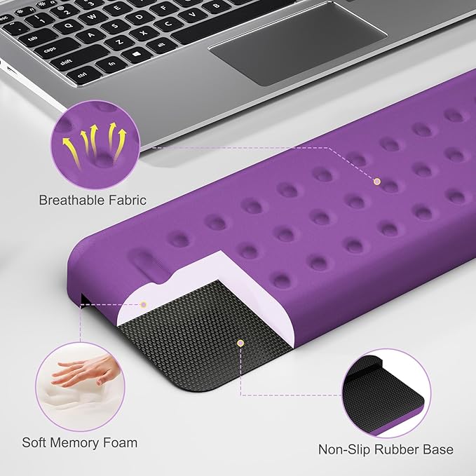 Leolee L-Shaped Desk Elbow Pads for Desk, Purple Memory Foam Arm Rest for Desk with Non-Slip Base, Ergonomic Desk Edge Cushion, Wrist Rest for Computer Keyboard, Typing, Office, Home (2 Piece)