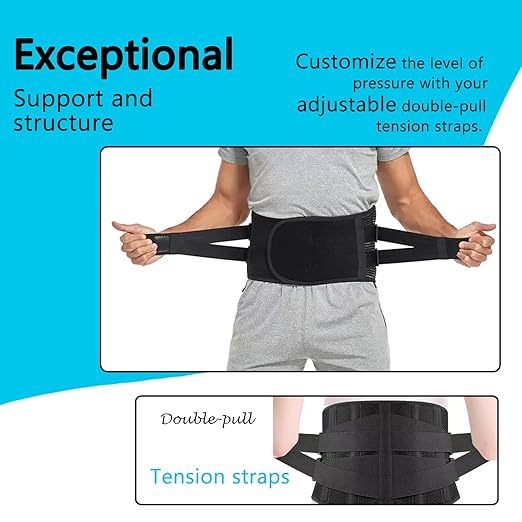 Back Brace for Lower Back Pain Relief Women & Man From Sciatica, Herniated Disc, Scoliosis, Breathable Back Support Belt With 4X Alternative Strips and Lumbar Pad for Home & Lifting at Work (Medium)