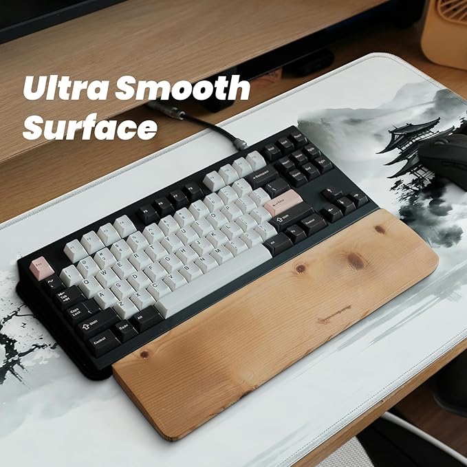Gaming Mouse Pad with Anti-Slip Rubber Base, Extended Large Computer Mouse Mat with Stitched Edges, Long XL Anime Mousepad for Laptop and Keyboard, 31.5 x 11.8 inch (Japanese Cherry Blossom)