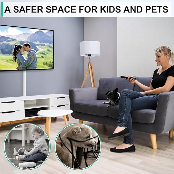 Rindion Cord Hider, 113.6in Cable Hider, Cord Covers for Wires on Wall, Wire Covers for Cords on Wall, Cable Management Wire Hiders for TV, 8 x L14.2 x W0.94x H0.55in - White