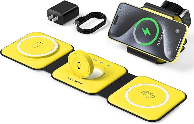 3 in 1 Charging Station for Multple Devices,Foldable 3 in 1 Wireless Charger for Travel,Nano Wireless Charging Station for iPhone16 15 14 13 12 Pro Max/Watch 10 9 8 7 6 5 4 3 Ultra/AirPod Pro