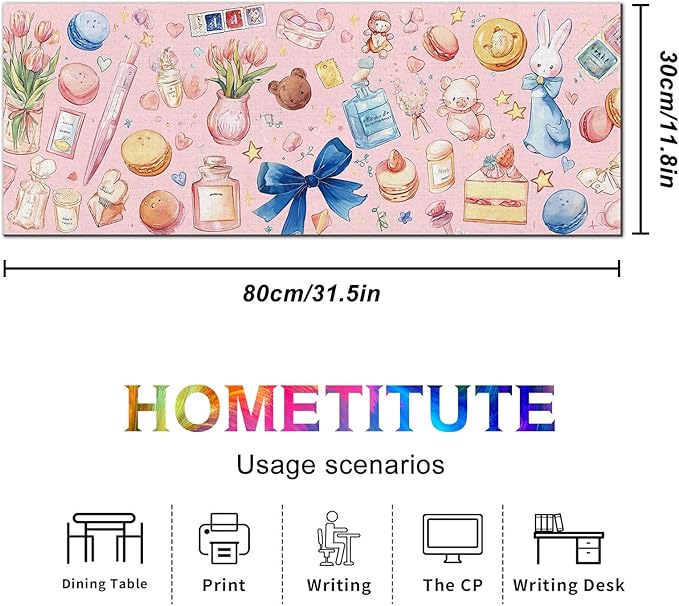 HOMETITUTE Pink Aesthetic Large Mouse Pad 31.5 x 11.8 Inch XL Desk Mat Extended Keyboard Pad Mouse Mat for Desk Computer Mat Waterproof Gaming Mouse Pad Non Slip Base for Office Home