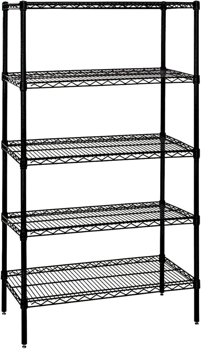 Quantum Storage Systems WR86-3672BK Starter Kit for 86" Height 4-Tier Wire Shelving Unit, Black Finish, 36" Width x 72" Length x 86" Height