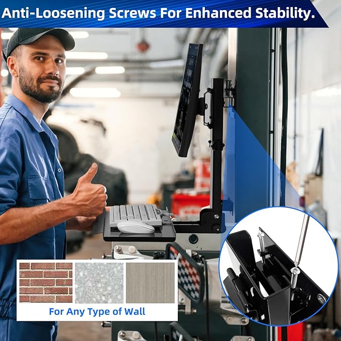 All-in-One Monitor Wall Mount with Keyboard Tray Set for Mac mini/Small PCs | Monitor and Keyboard Wall Mount Fits 17"-32" Screens VESA 75/100 | Foldable 26" Platform with Integrated Mouse Space