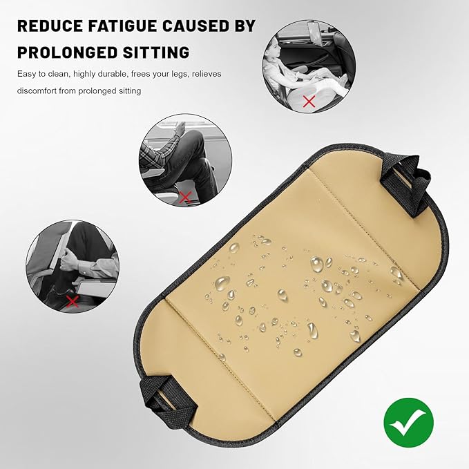 Car Rear Seat Footrest, Comfortable Foot Hammock with Adjustable Straps, Portable Foot Sling Leg Rest Travel Essentials for Women and Men, Universal Car Accessories (Beige)