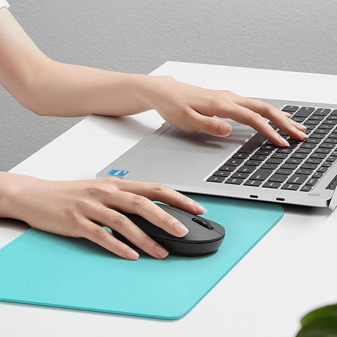 Leather Desk pad Protector, Office Mat, Large Mouse Mat, Non-Slip PU Leather Blotter, Laptop Desk Pad,Waterproof Laptop Computer Desk Keyboard Mat for Office/Work/Home/Decor (Light Blue, 11in*8in)