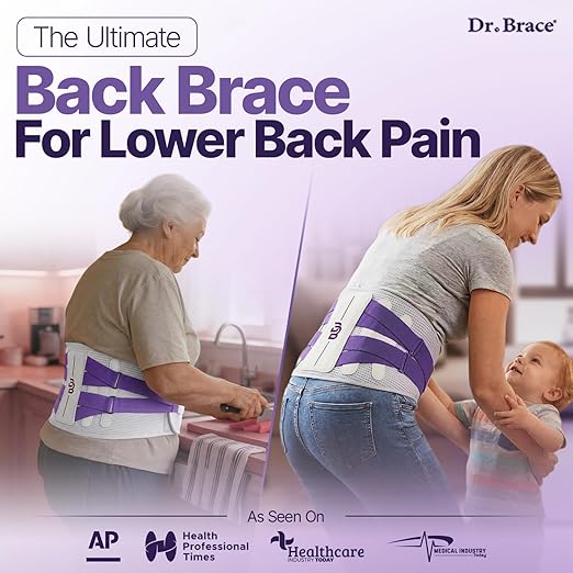 DR. BRACE® Lower Back Brace for Men & Women for Lower Back Pain Relief, Revolutionary Versatile Splints System & Removable Lumbar Pad, Adjustable & Breathable Back Support Brace (53.1-59.1″)
