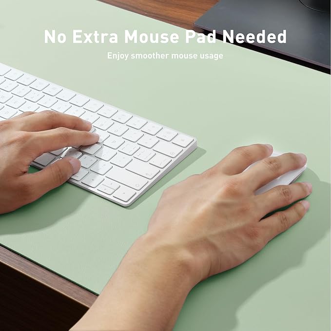 Aothia Large PU Leather Desk Pad Protector – Non-Slip Mouse Pad & Writing Mat for Office/Home, Waterproof, Easy to Clean (31.5" x 15.7", Aqua)