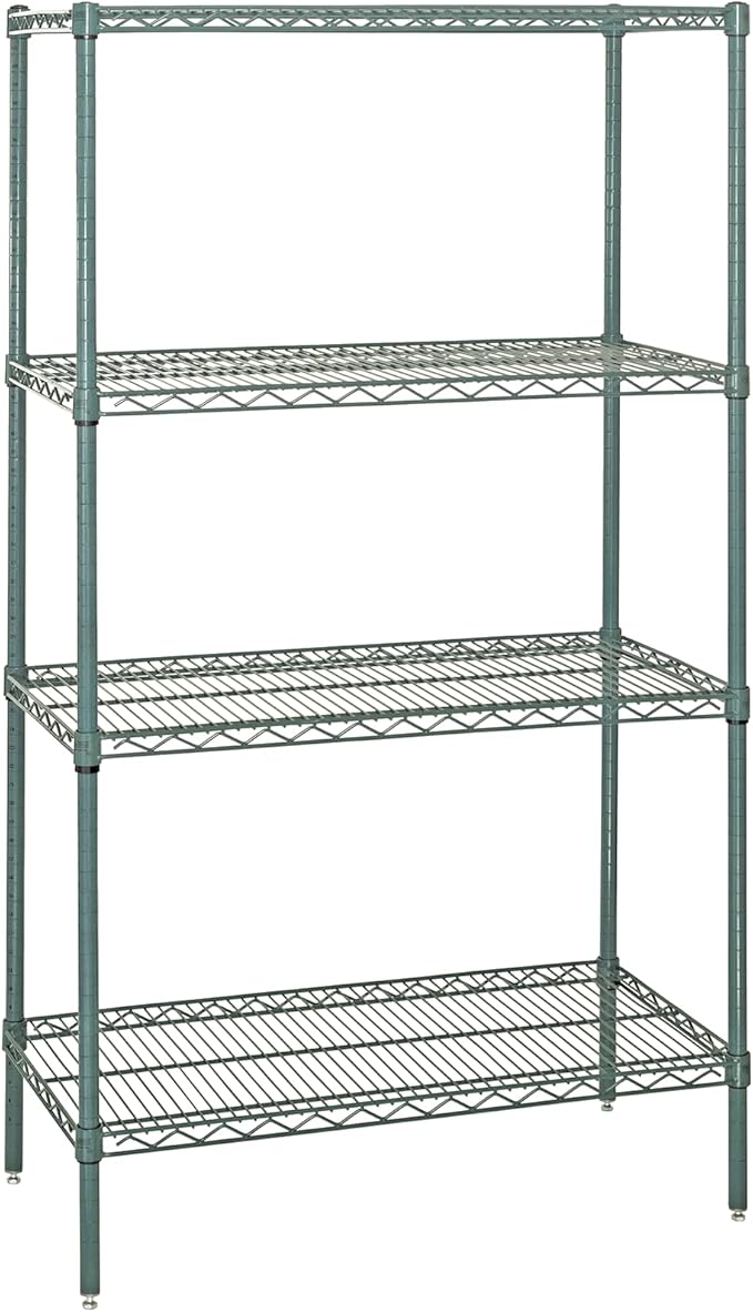 QUANTUM STORAGE SYSTEMS WR74-3072P Starter Kit Wire Shelves Green Epoxy 4 Shelves 74" H x 72" W x 30" D