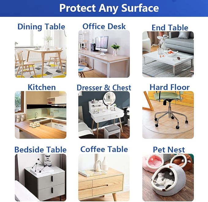 Clear Plastic Dining Room Table Protector Tablecloth Desk Pad Mat 36x50 Inch Wooden Furniture Coffee End Office Conference Dinner Table Top Protection Countertop Cover Waterproof Rectangular PVC Vinyl