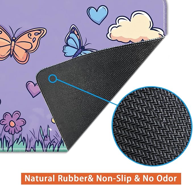 Desk Pad Protector, Office Desk Mat, Large Mouse Pad, Non-Slip Desk Blotter, 23.6x11.8 inch, Flower and Butterfly