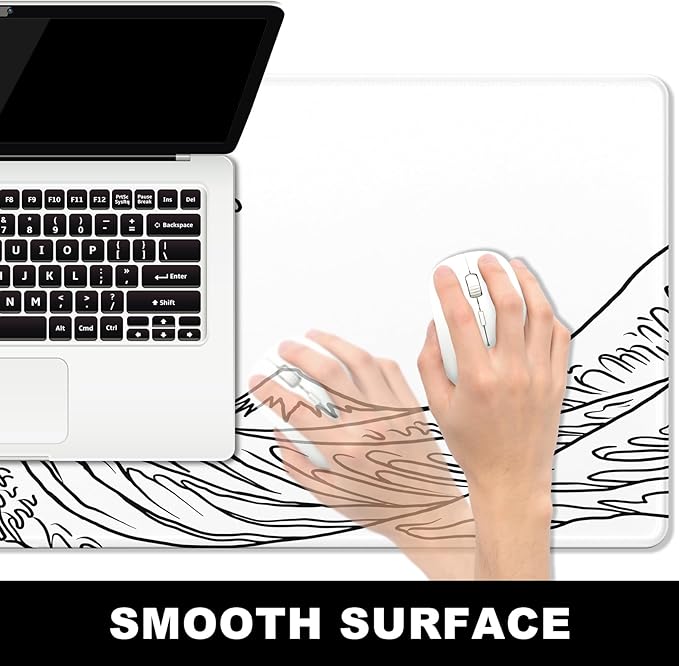 BOSOBO Large Mouse Pad, Desk Pad, XXL XL Extended Gaming Mouse Pad, Desk Mat for Office & Home, Long Keyboard Huge Mat,Desktop Full Cover 31.5 x 11.8 Inches, Art Kanagawa Surfing White