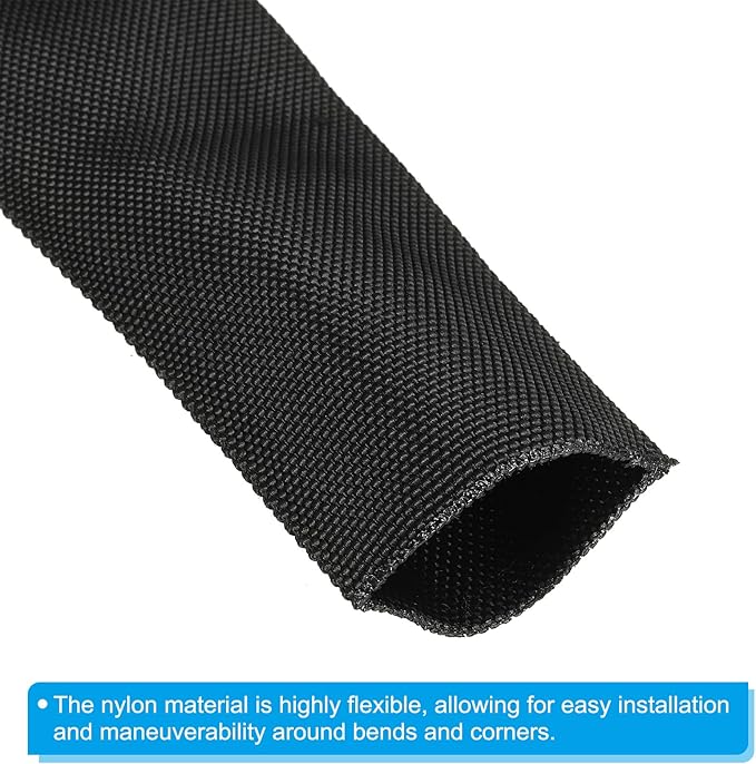 PATIKIL 2" Dia 3.3FT Nylon Protective Hose Sleeve, Cable Cover Sheath Protection for Welding Tig Torch Hydraulic Hose, Black
