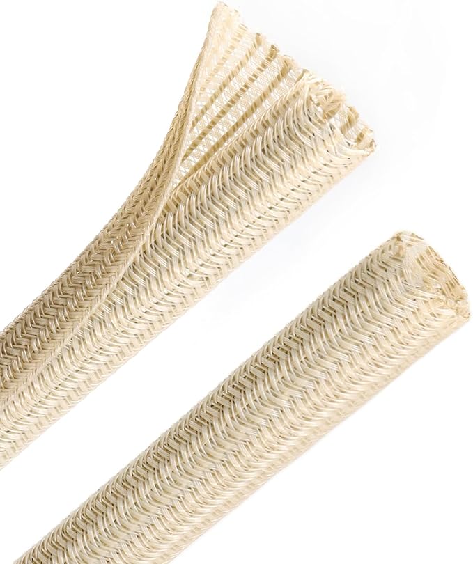 PET Braided Cable Sleeve Wire Protector Cable wrap Wire Covers for Cords Cable Sleeves Cord Management Cable Management Sleeve (25 Feet, Wood Color, 5mm(3/16 inch))