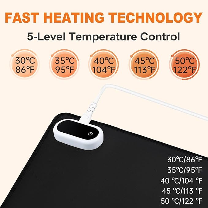 Heated Desk Pad - 31.5" x 13" Large Heated Mouse Pad & Desk Mat, 5 Temp Settings, 5s Fast Heat, Auto Shut-Off, for Cold Office, Gaming & Winter Desk Setup (Pink)