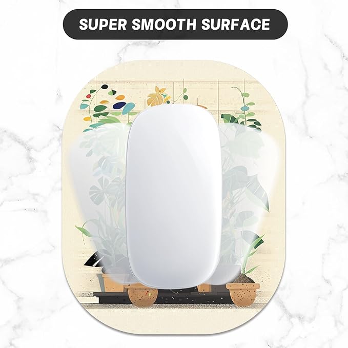 Small Mouse Pad, 6 x 7 Inch, Oval Mini Mouse Pad with Non-Slip Rubber Base for Laptop Wireless Mouse Keyboard Tray Mousepad, Cat on Flowerpot