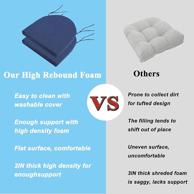 18x18 Inch Chair Pads for Dining Chairs Set of 2 with Ties Non Slip Washable Seat Cushion with Zipper Indoor Round Back Chair Cushions for Kitchen, Beige